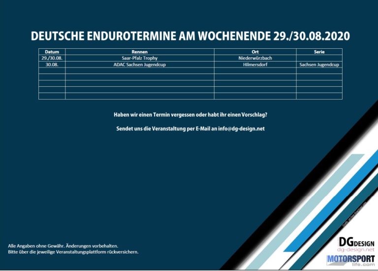 Enduro Termine 29./30.08.